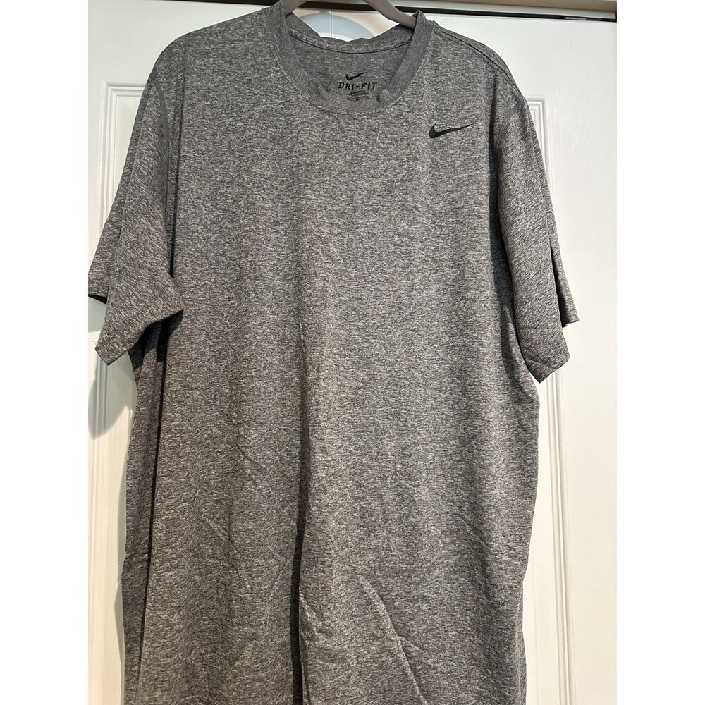 Nike Dri FIT Short Sleeve Athletic T Shirt Mens XL Medium Grey Heathered Swoosh